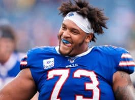 Dion Dawkins of the Buffalo Bills says COVID-19 hospitalization was one his lowest points