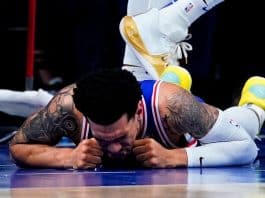 Philadelphia 76ers forward Danny Green was injured in a season-ending game against the Miami Heat.