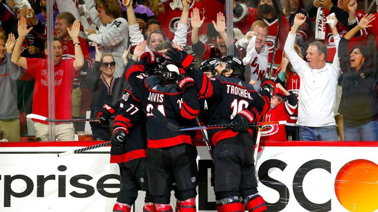 Carolina Hurricanes score Game 5 win against New York Rangers, stay unbeaten at home to start Stanley Cup playoffs