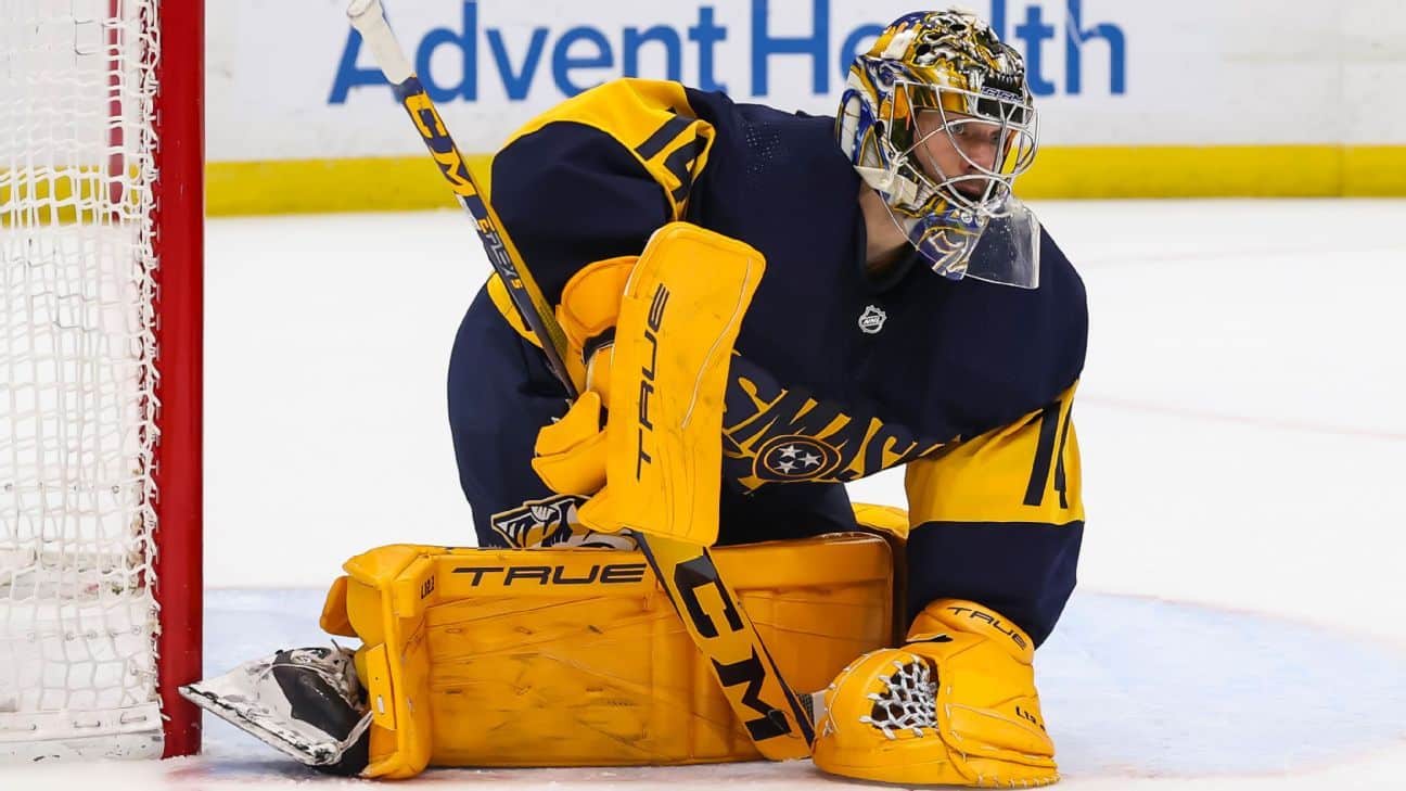 Nashville Predators have no top goaltender Juuse Sros for at least the first two games in Round 1.