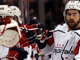 Washington Capitals forward Tom Wilson wins Game 1 with a lower-body injury