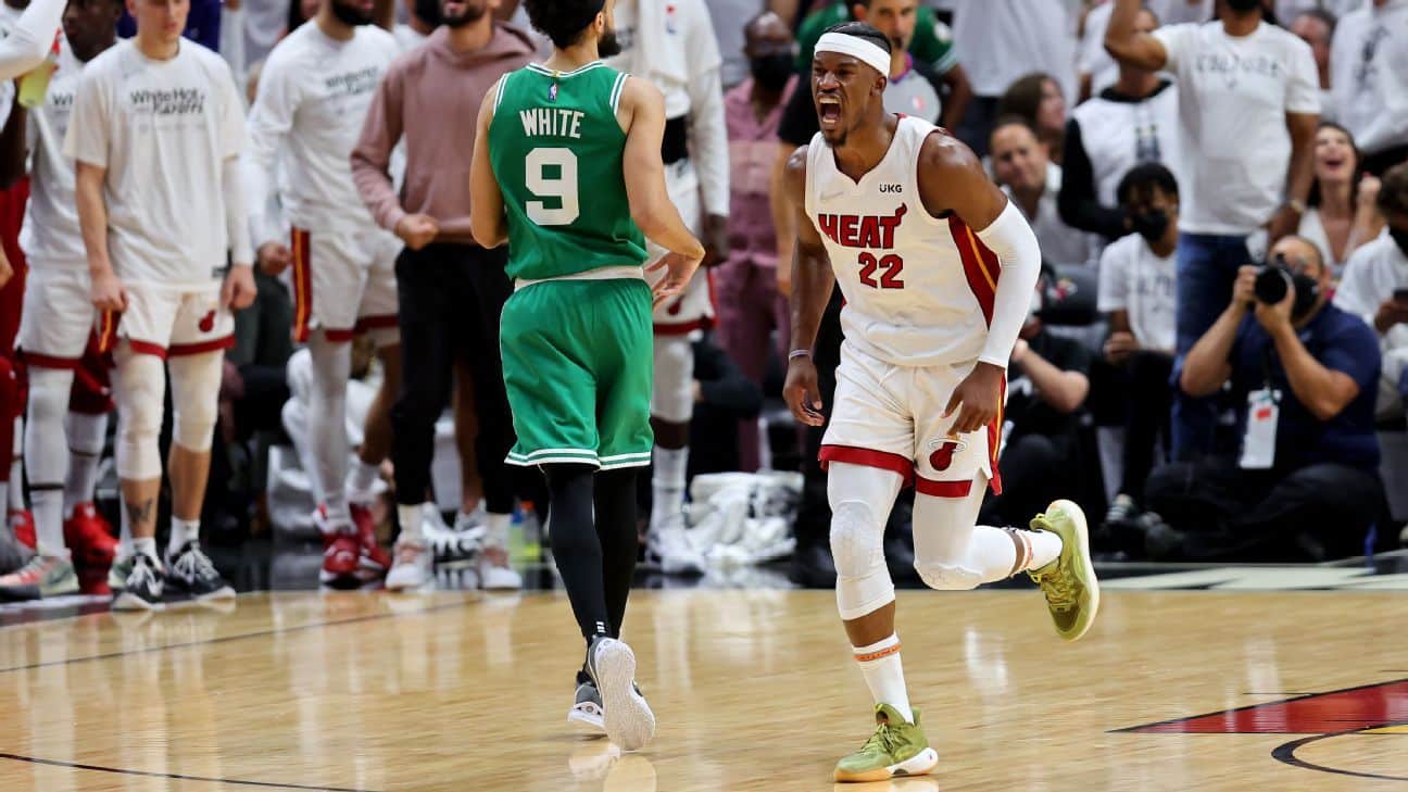 Boston Celtics out-toughed as Miami Heat uses huge third quarter to win Game 1. Jimmy Butler is not happy