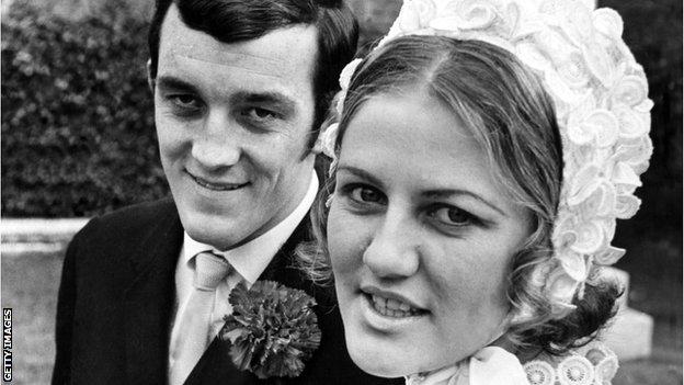 Phil Bennett and his wife Pat on their wedding day in 1970