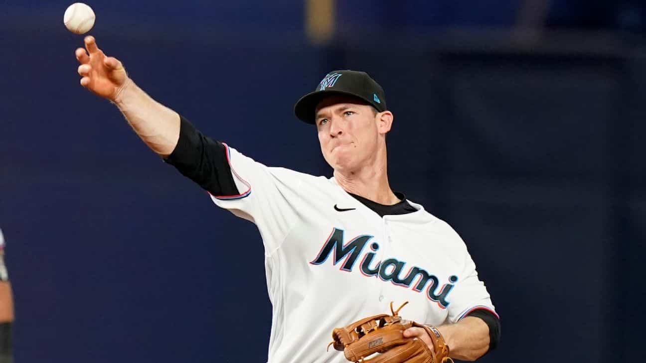Joey Wendle of Miami Marlins is again on the injured list. Brian Anderson was also out