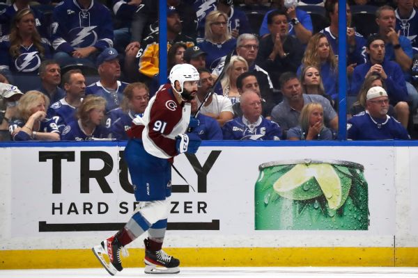 Nazem Kadri scores game-winning OT goal after thumb injury. Colorado Avalanche needs 1 win to clinch Stanley Cup