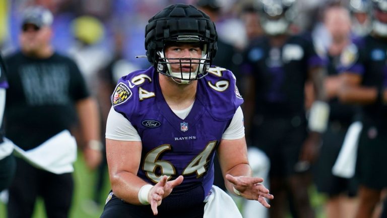 Baltimore Ravens rookie C Tyler Linderbaum is out for at least a week because of a lower leg injury