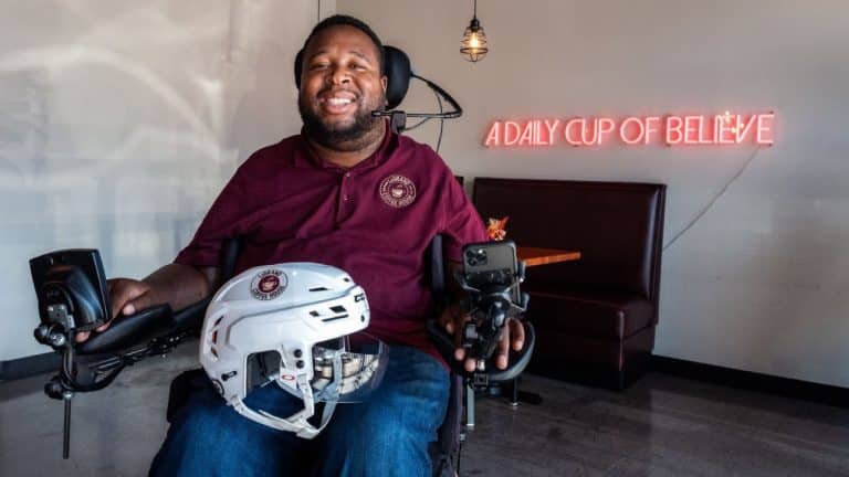 New Jersey Devils, Eric LeGrand (ex-Rutgers football player) are partners in helmet advertisement