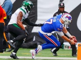 On a career-long touchdown run, Bills' Josh Allen dodges Jets defense