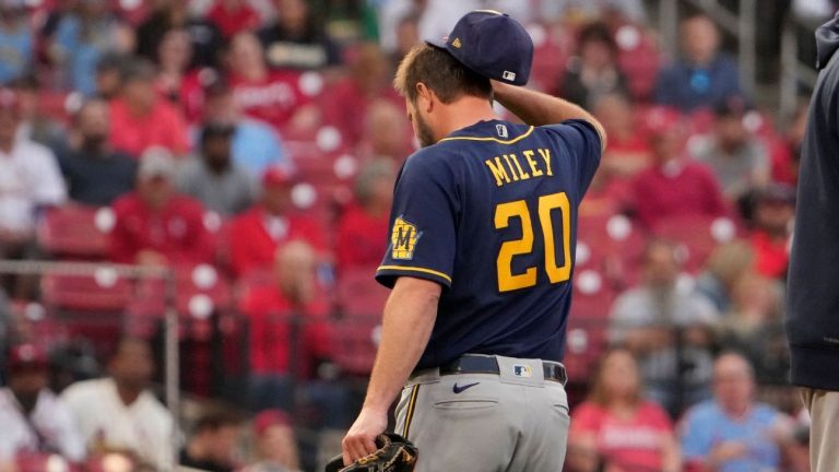 Brewers put lefty Wade Miley on injured checklist with lat pressure